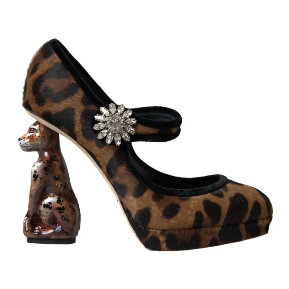 Dolce & Gabbana Schwarz Braun Kalb Leopard Absatz Mary Jane Pump Schuhe - EU35.5/US5