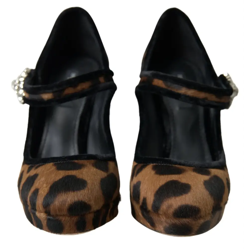 Dolce & Gabbana Schwarz Braun Kalb Leopard Absatz Mary Jane Pump Schuhe - EU35.5/US5