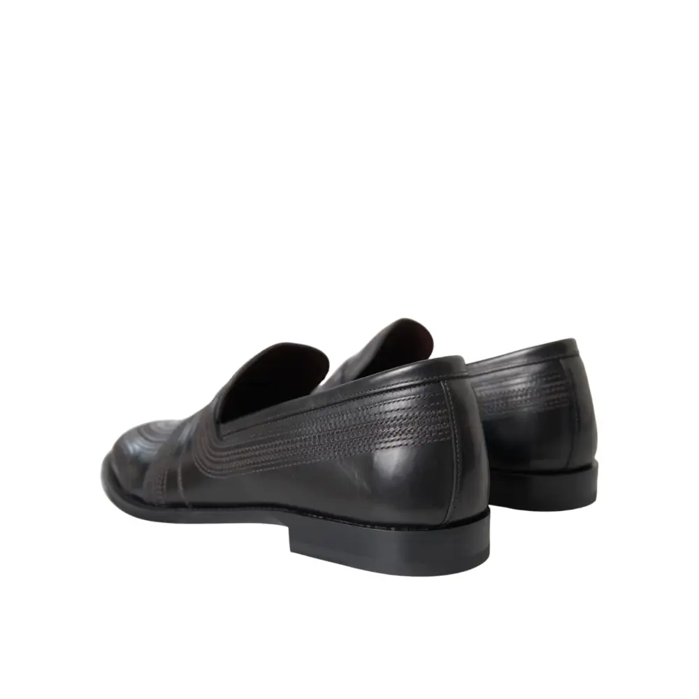 Dolce & Gabbana Schwarz Braun Leder Loafer Männer Kleid Schuhe
