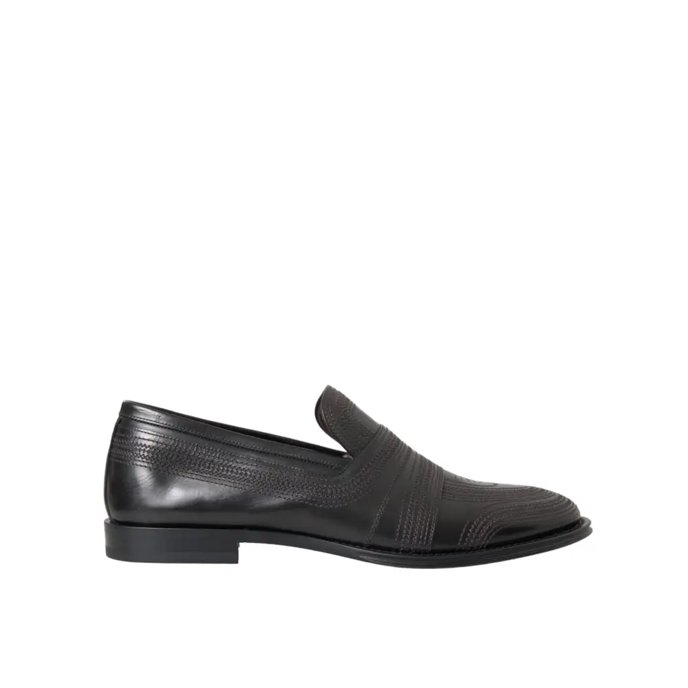 Dolce & Gabbana Schwarz Braun Leder Loafer Männer Kleid Schuhe