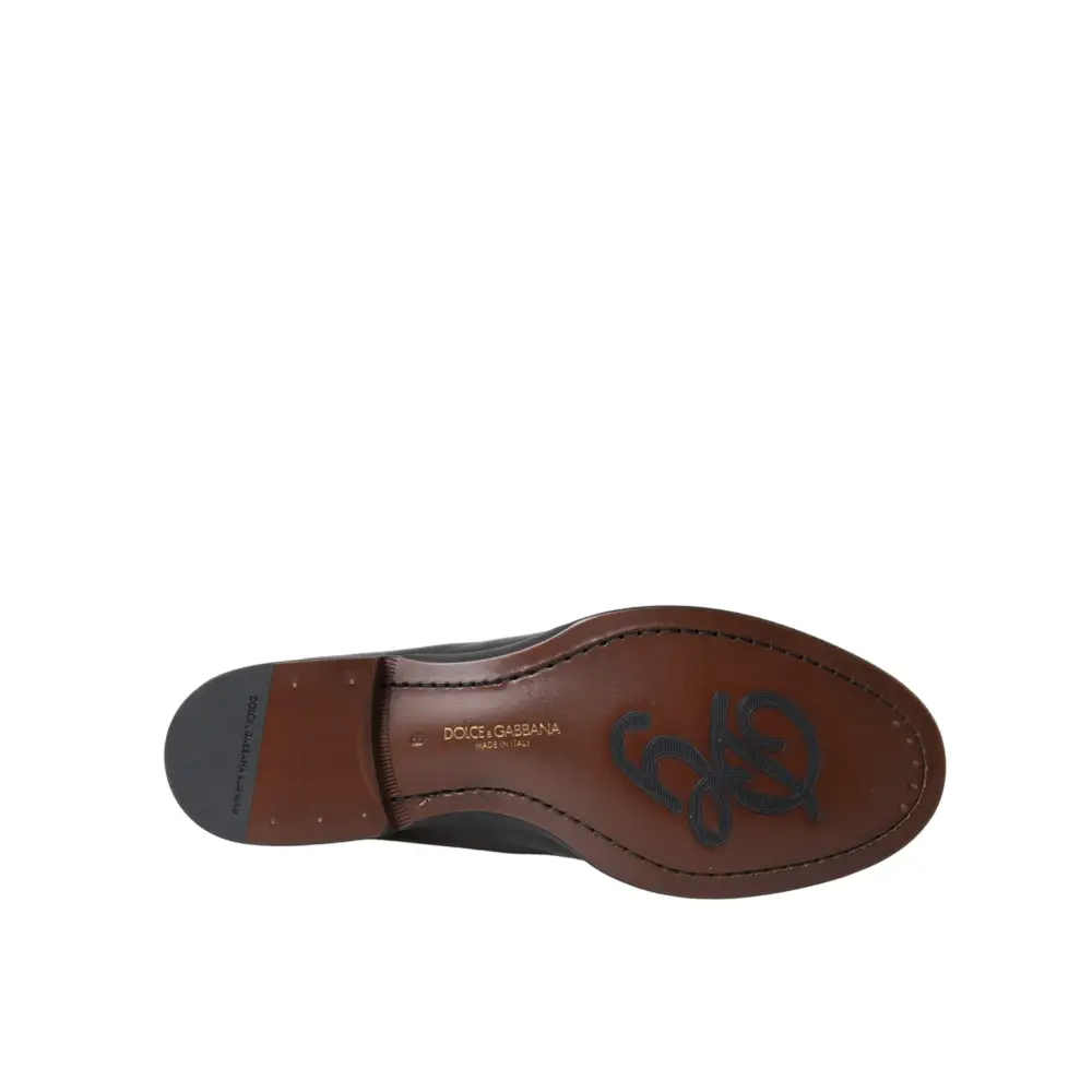 Dolce & Gabbana Schwarz Braun Leder Loafer Männer Kleid Schuhe