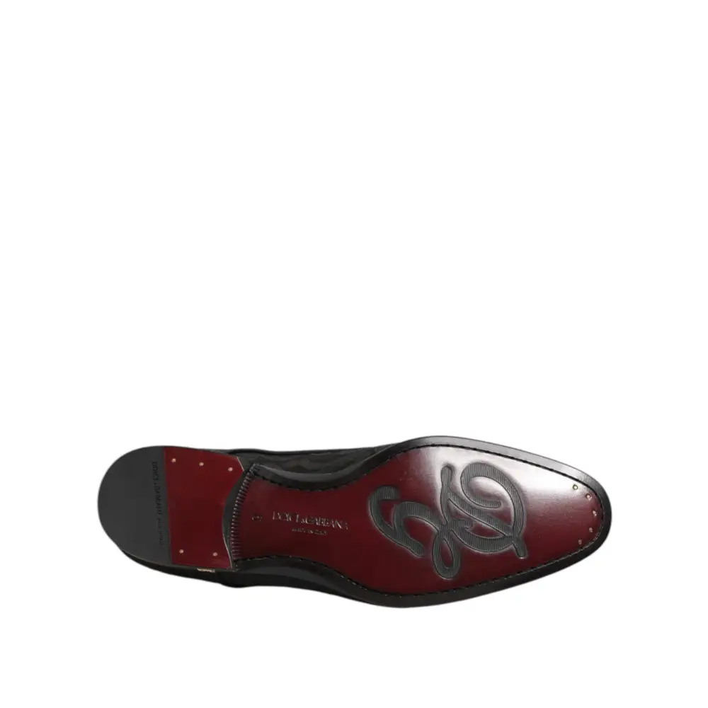 Dolce & Gabbana Schwarz Brokat Lace Up Derby Männer Kleid Schuhe