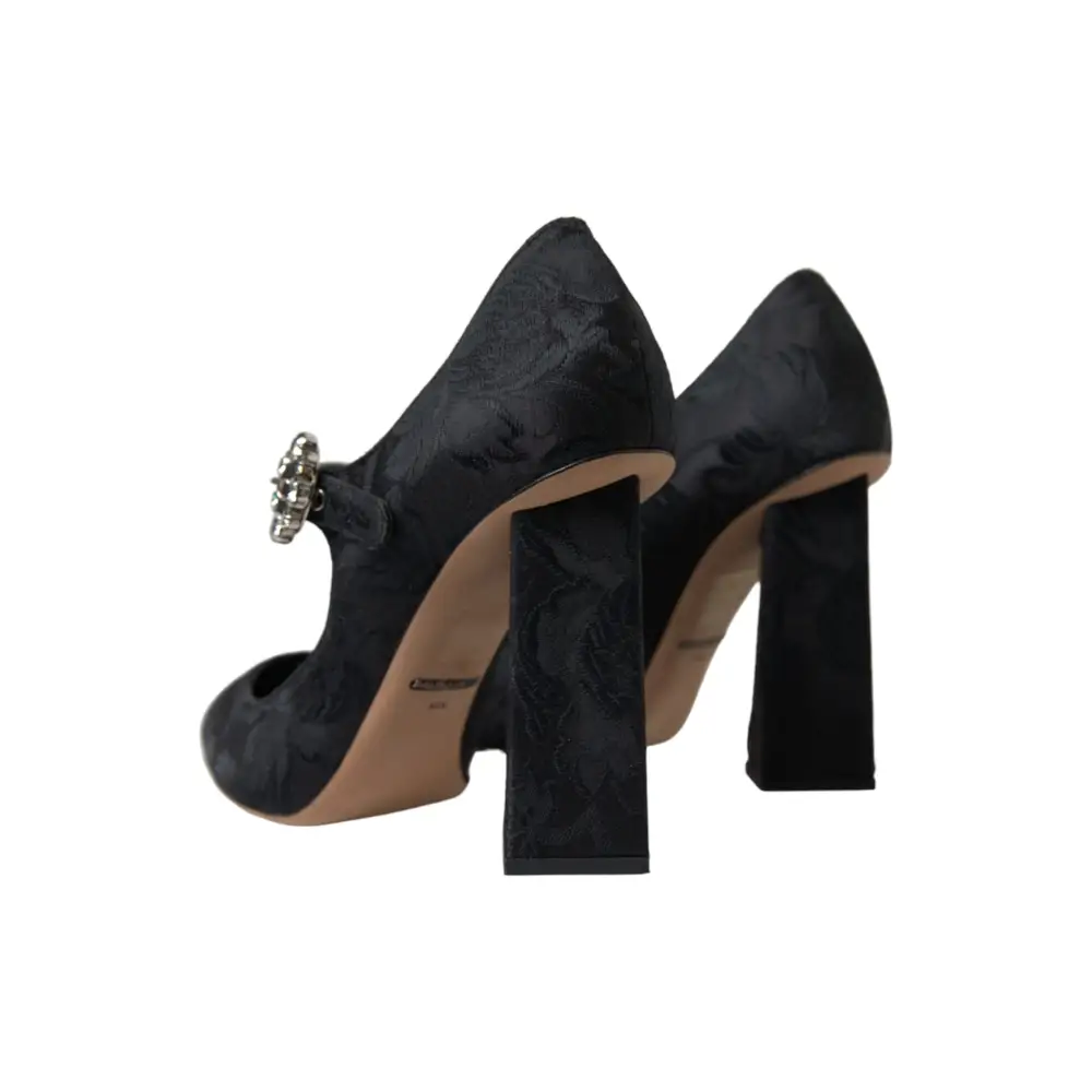 Dolce & Gabbana Schwarz Brokat Mary Janes Heels Pumps Schuhe - EU36.5/US6