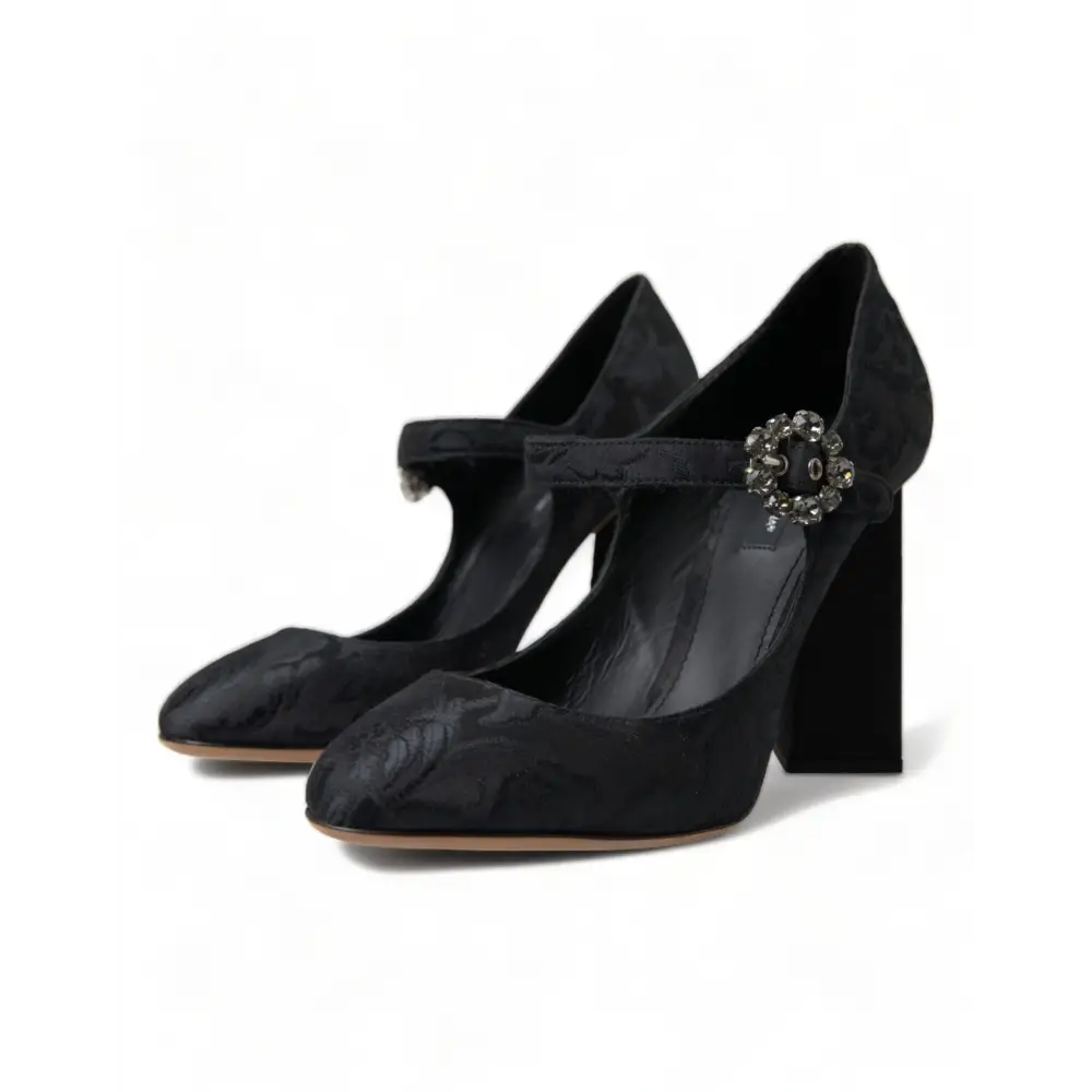 Dolce & Gabbana Schwarz Brokat Mary Janes Heels Pumps Schuhe - EU36.5/US6