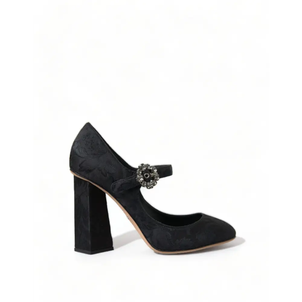 Dolce & Gabbana Schwarz Brokat Mary Janes Heels Pumps Schuhe - EU36.5/US6
