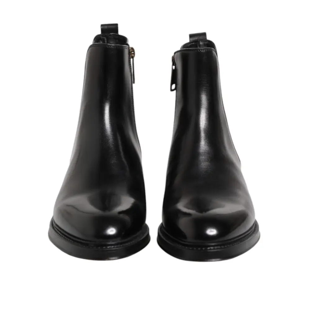 Dolce & Gabbana Schwarz Chelsea Leder Mid Calf Stiefel Schuhe