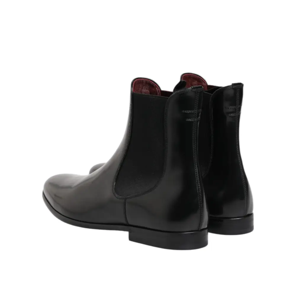 Dolce & Gabbana Schwarz Chelsea Slip On Mid Calf Stiefel Schuhe - EU46/US13