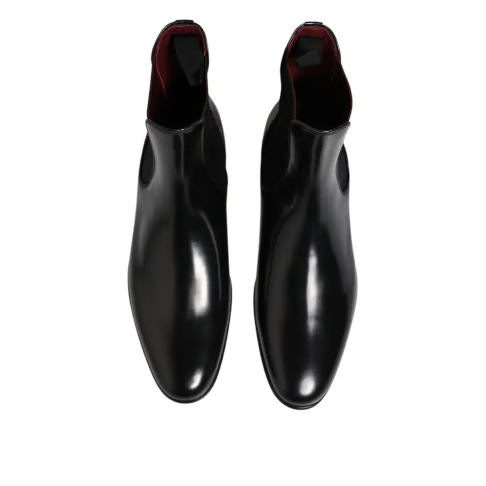 Dolce & Gabbana Schwarz Chelsea Slip On Mid Calf Stiefel Schuhe - EU46/US13