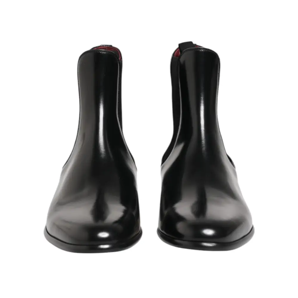 Dolce & Gabbana Schwarz Chelsea Slip On Mid Calf Stiefel Schuhe - EU46/US13