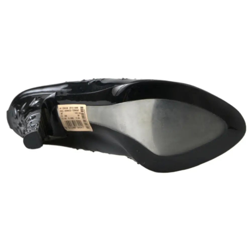 Dolce & Gabbana Schwarz CINDERELLA Floral Crystal Heels Schuhe - EU39/US8.5