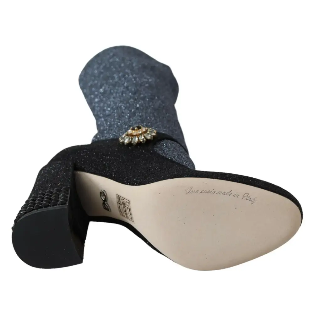 Dolce & Gabbana Schwarz Crystal Mary Janes Booties Schuhe