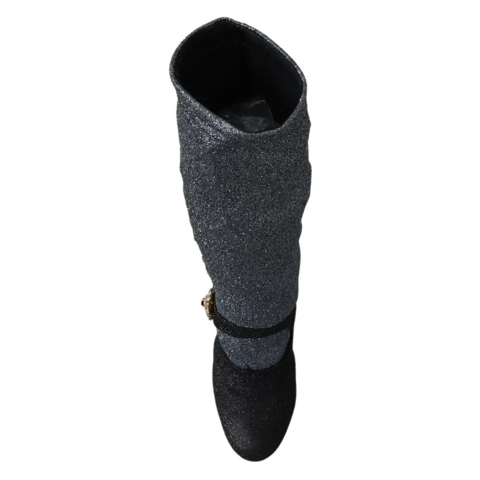 Dolce & Gabbana Schwarz Crystal Mary Janes Booties Schuhe