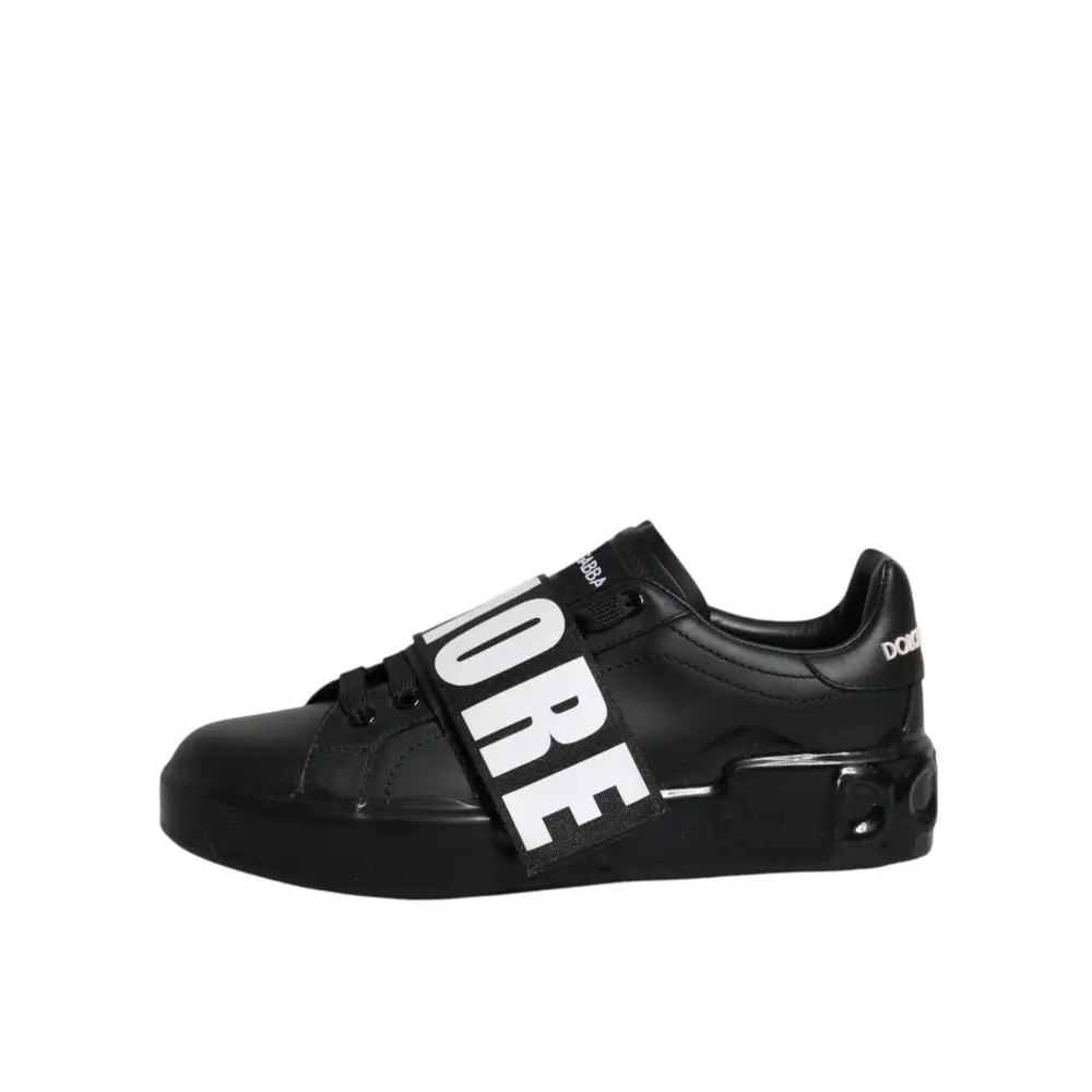 Dolce & Gabbana Schwarz D&G AMORE Low Top Sneakers Schuhe - EU37/US7