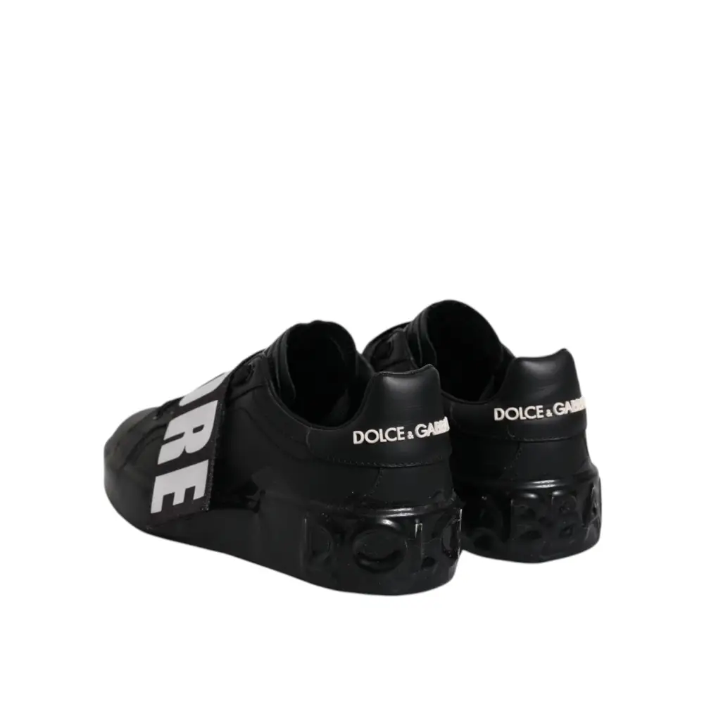 Dolce & Gabbana Schwarz D&G AMORE Low Top Sneakers Schuhe - EU37/US7