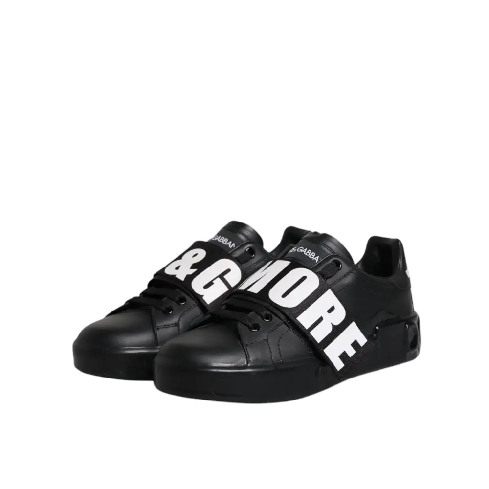 Dolce & Gabbana Schwarz D&G AMORE Low Top Sneakers Schuhe - EU37/US7