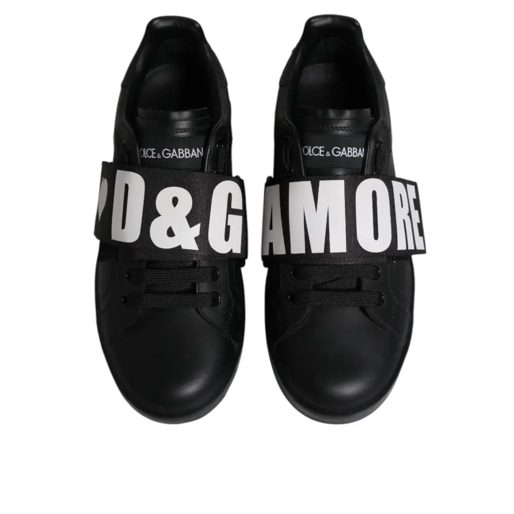Dolce & Gabbana Schwarz D&G AMORE Low Top Sneakers Schuhe - EU37/US7