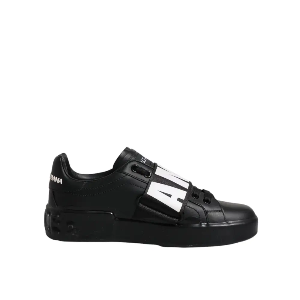 Dolce & Gabbana Schwarz D&G AMORE Low Top Sneakers Schuhe - EU37/US7