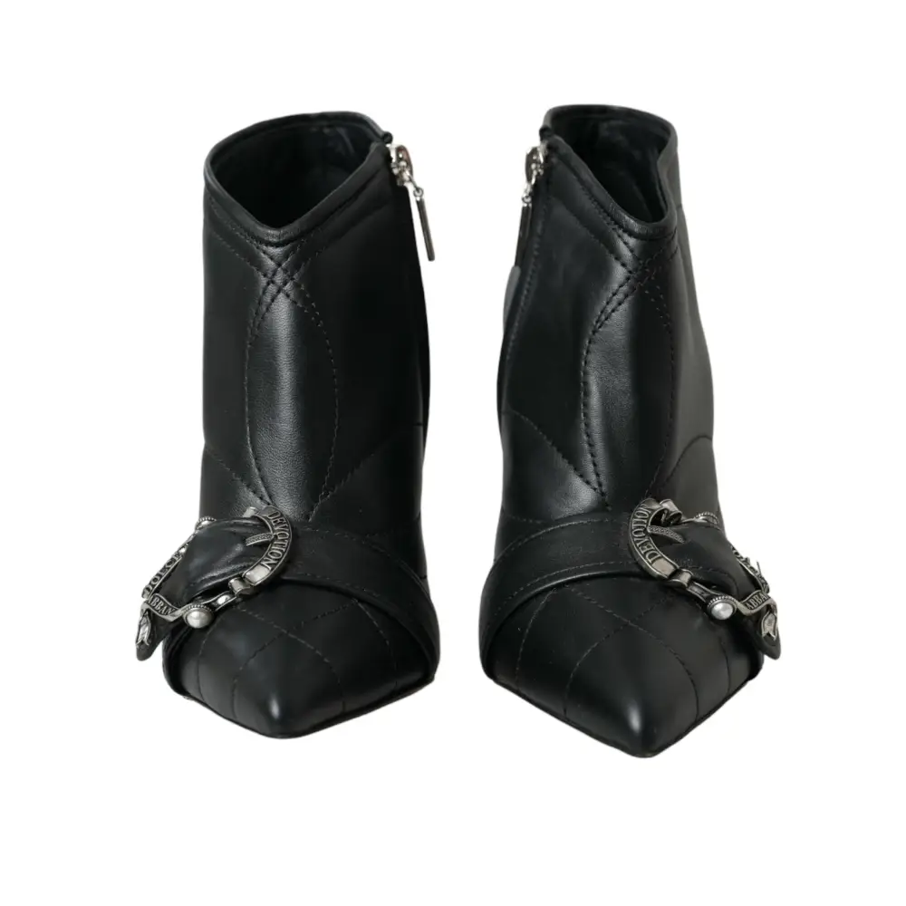 Dolce & Gabbana Schwarz Devotion Gesteppte Stiefel mit Schnalle Schuhe - EU36/US5.5