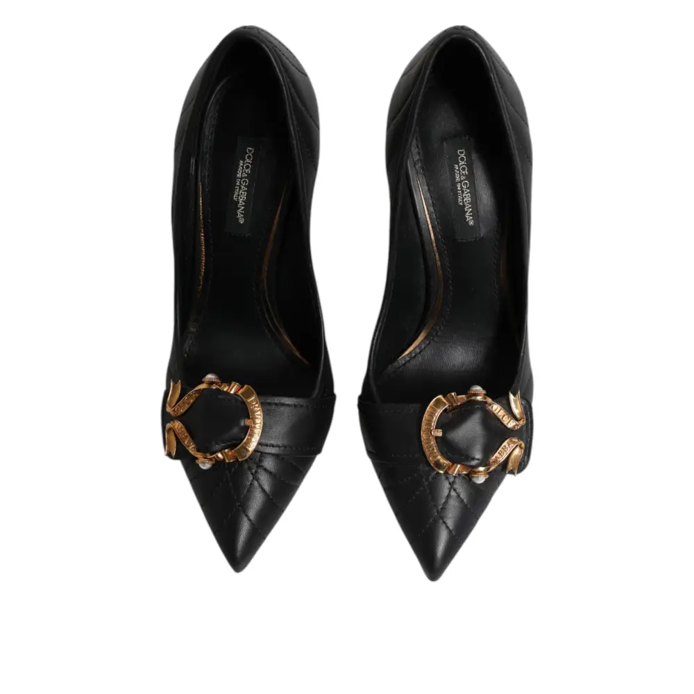 Dolce & Gabbana Schwarz Devotion Leder Heels Pumps Schuhe