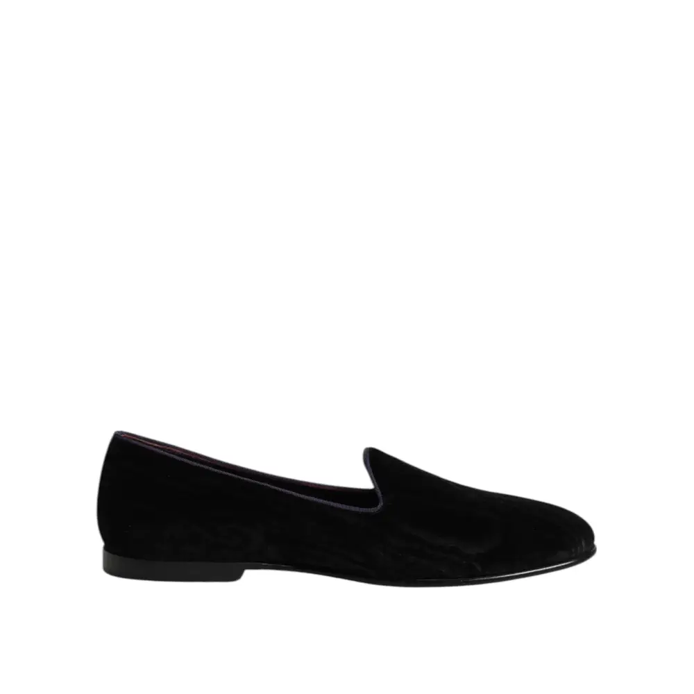 Dolce & Gabbana Schwarz DG Crown Stickerei Loafers Slip On Schuhe - EU42/US9