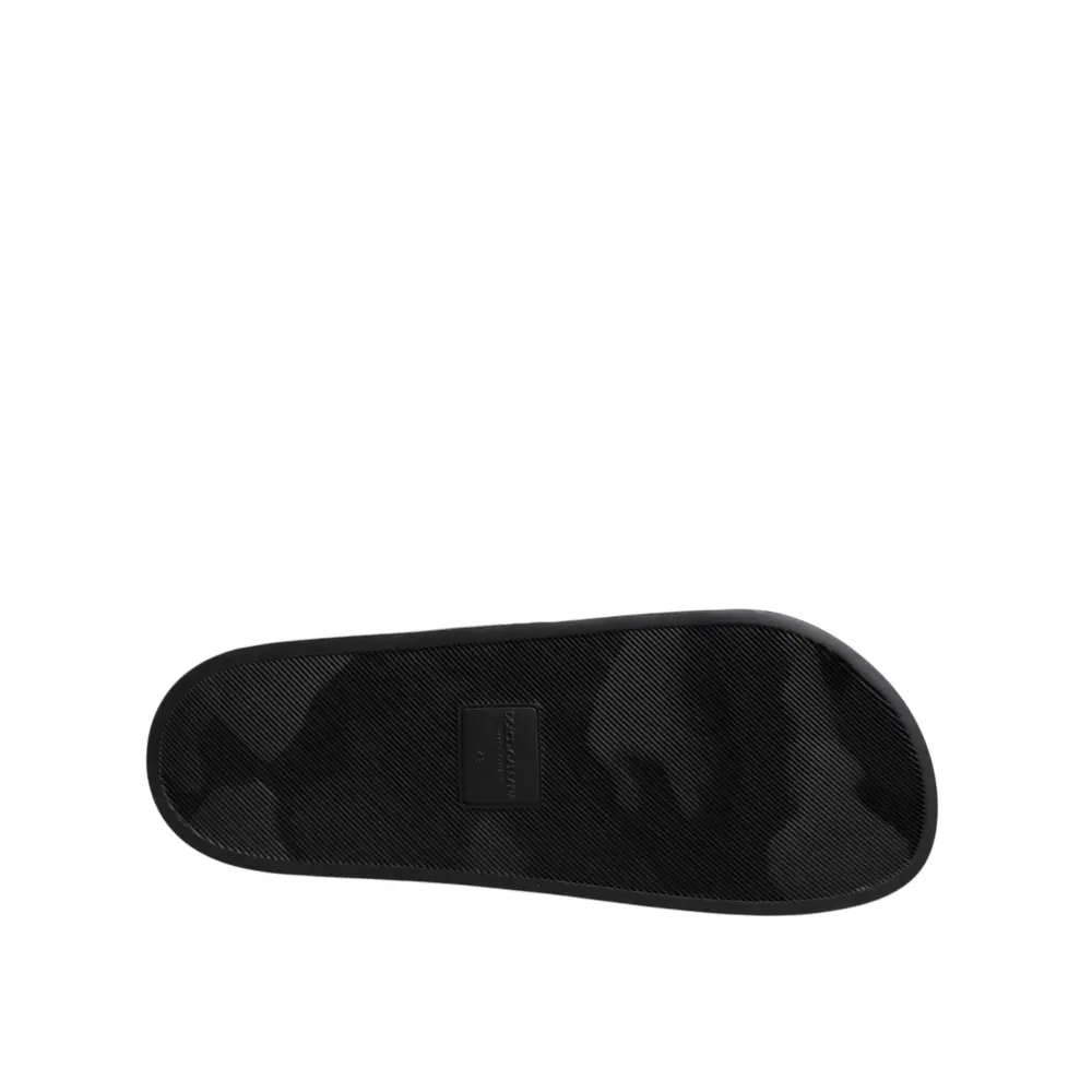 Dolce & Gabbana Schwarz Divers Leder Flats Slides Sandalen Beachwear Schuhe - EU46/US13