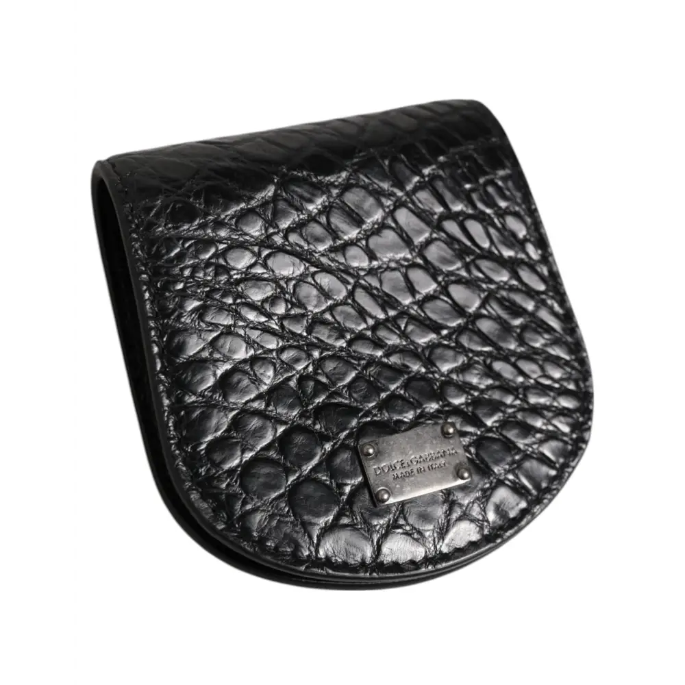 Dolce & Gabbana Schwarz Exotische Haut Münze Kondom Fall Halter Tasche Brieftasche
