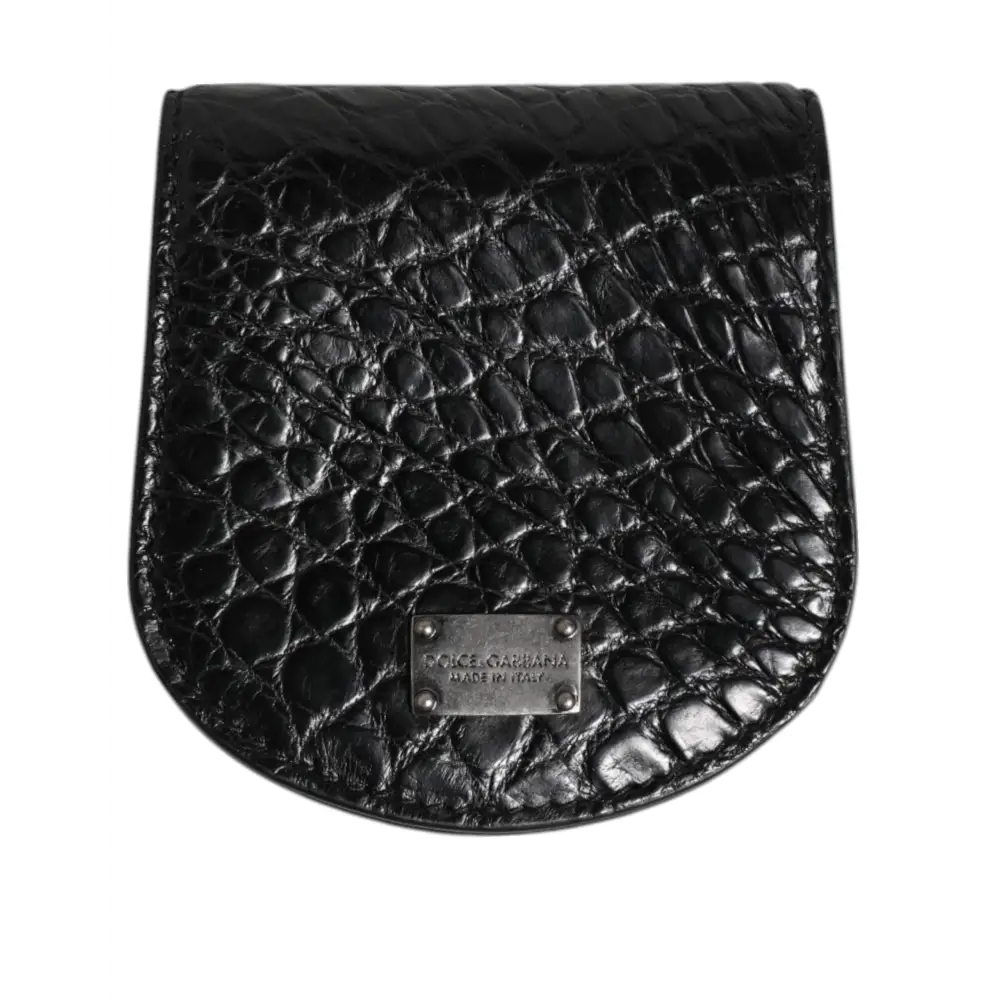 Dolce & Gabbana Schwarz Exotische Haut Münze Kondom Fall Halter Tasche Brieftasche