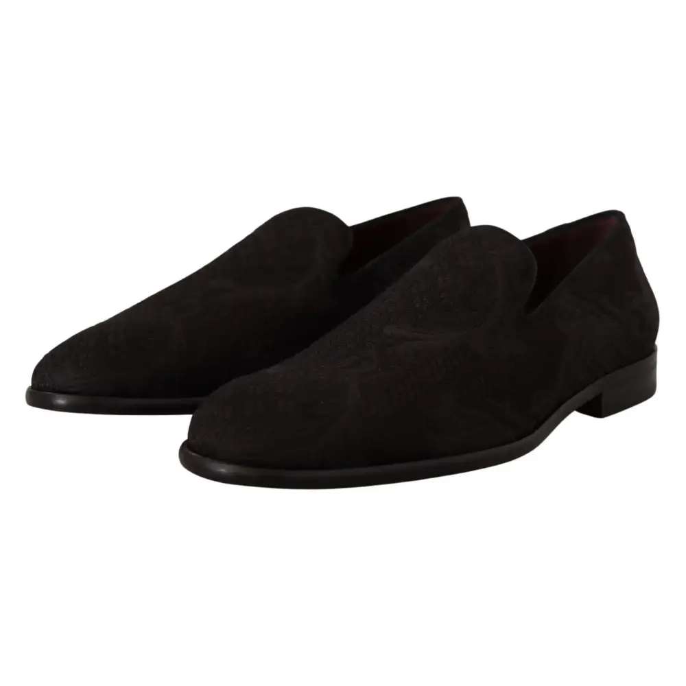 Dolce & Gabbana Schwarz Floral Brokat Hausschuhe Loafers Schuhe - EU39/US6