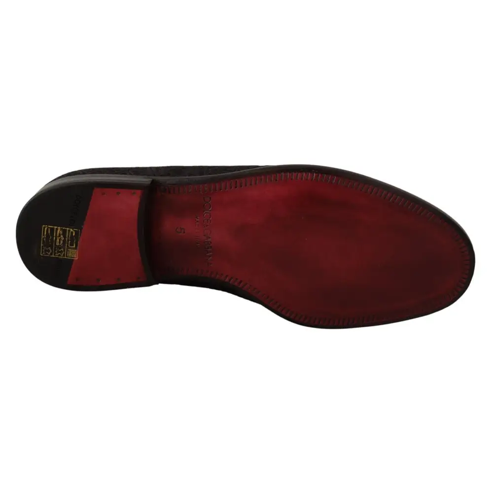 Dolce & Gabbana Schwarz Floral Brokat Hausschuhe Loafers Schuhe - EU39/US6