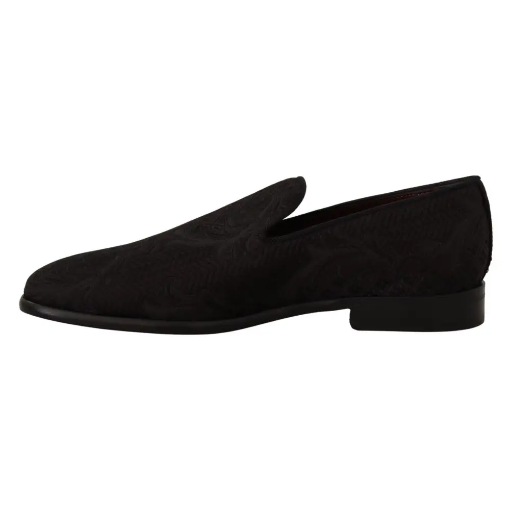 Dolce & Gabbana Schwarz Floral Brokat Hausschuhe Loafers Schuhe - EU39/US6