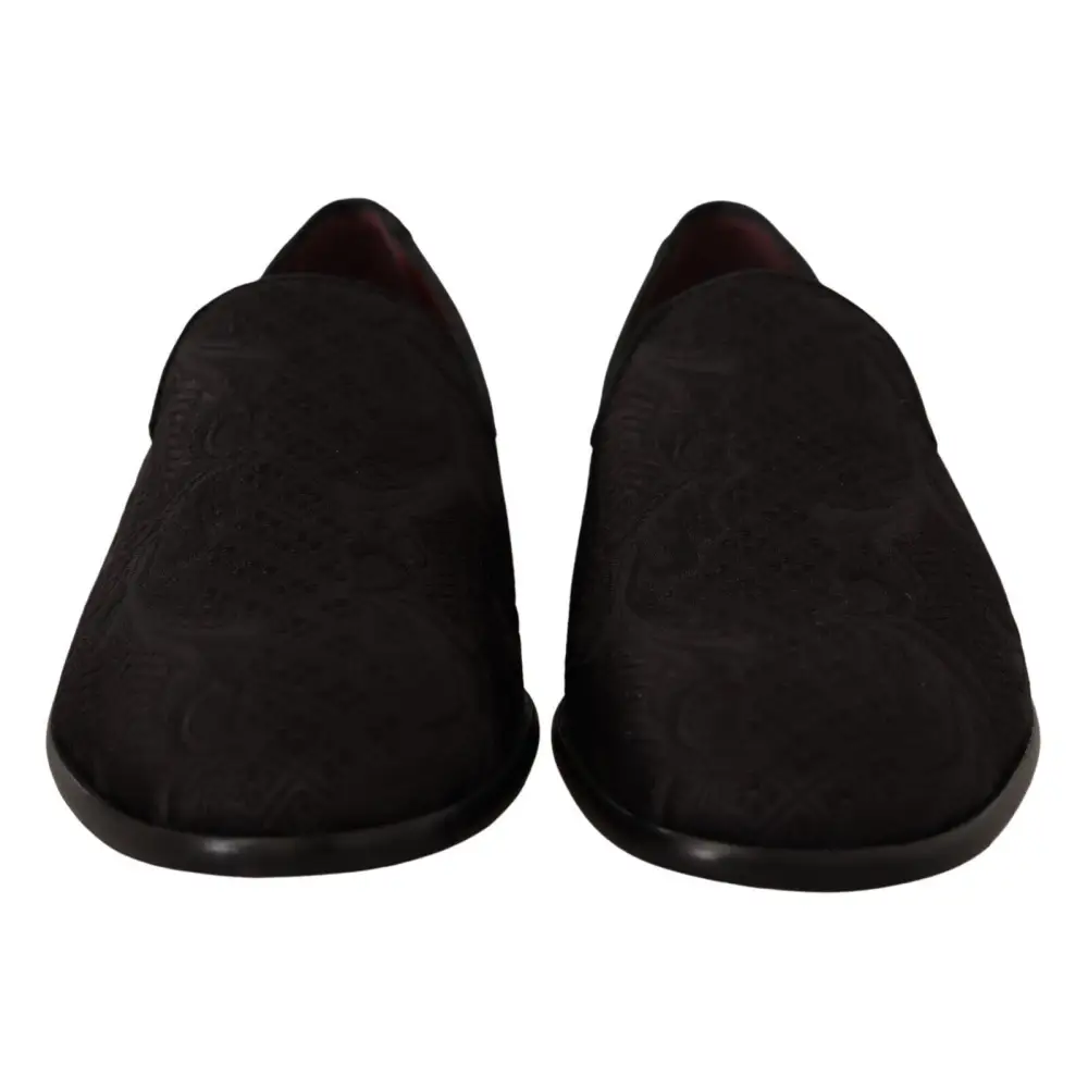 Dolce & Gabbana Schwarz Floral Brokat Hausschuhe Loafers Schuhe - EU39/US6