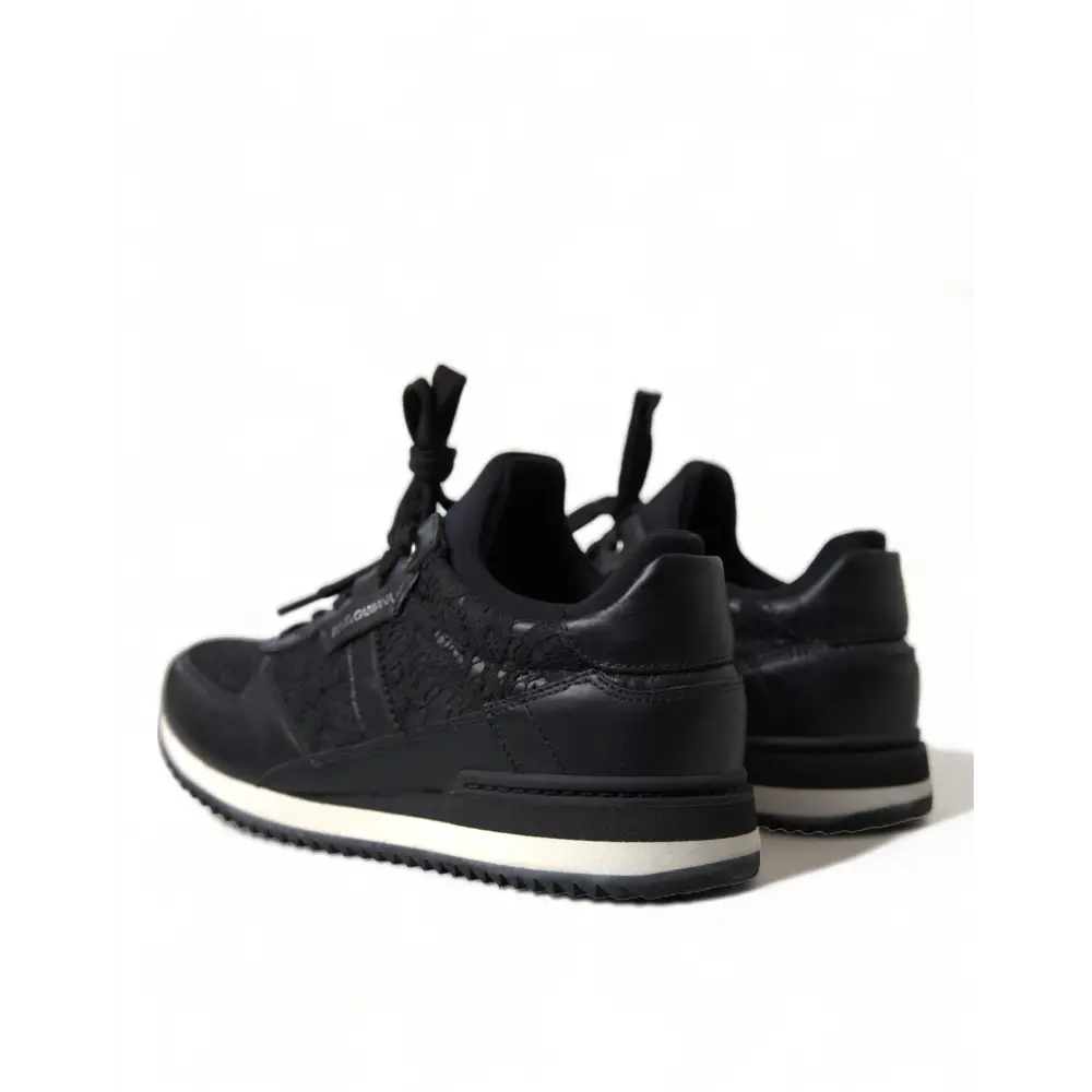 Dolce & Gabbana Schwarz Floral Spitze Leder Turnschuhe Schuhe - EU36/US5.5