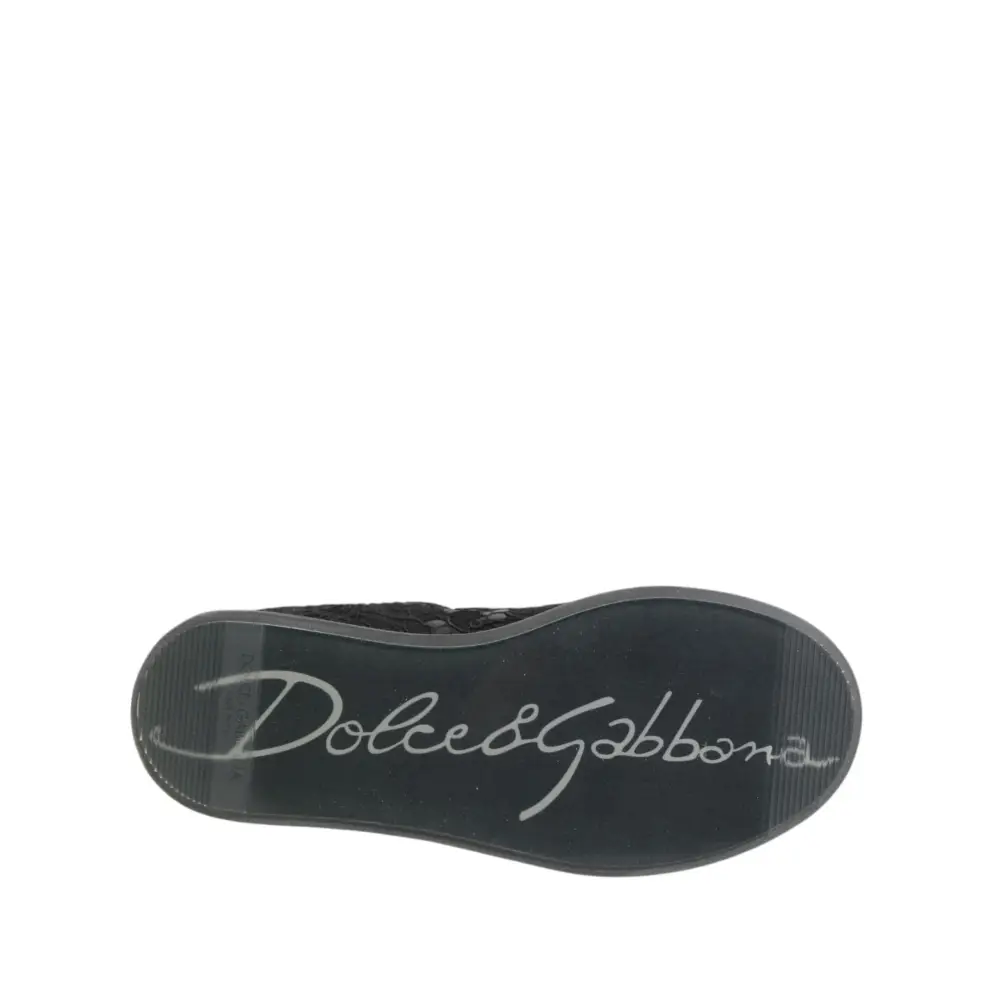 Dolce & Gabbana Schwarz Floral Spitze Low Top Sneakers Schuhe - EU35/US4.5