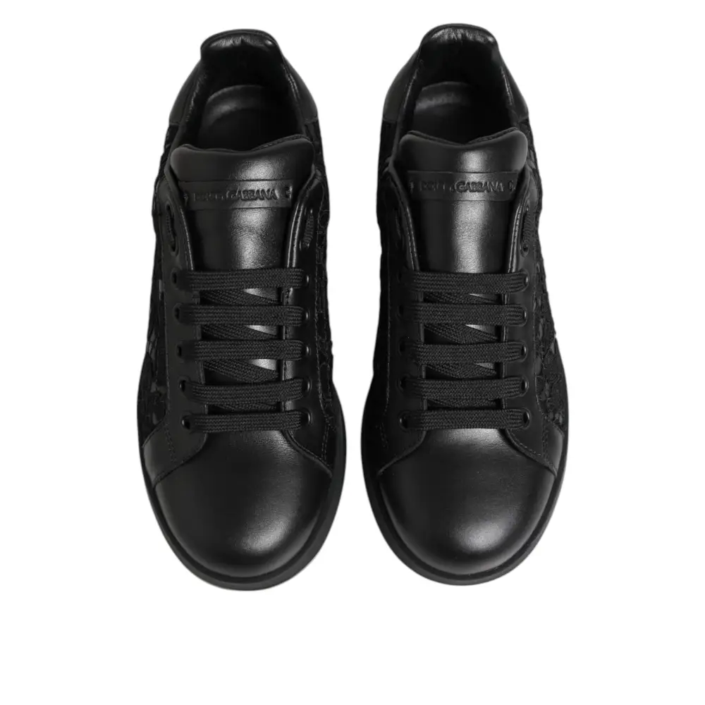 Dolce & Gabbana Schwarz Floral Spitze Low Top Sneakers Schuhe - EU35/US4.5