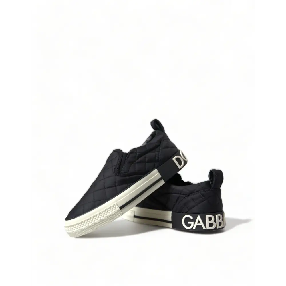 Dolce & Gabbana Schwarz gesteppt Slip On Low Top Sneakers Schuhe - EU35/US4.5
