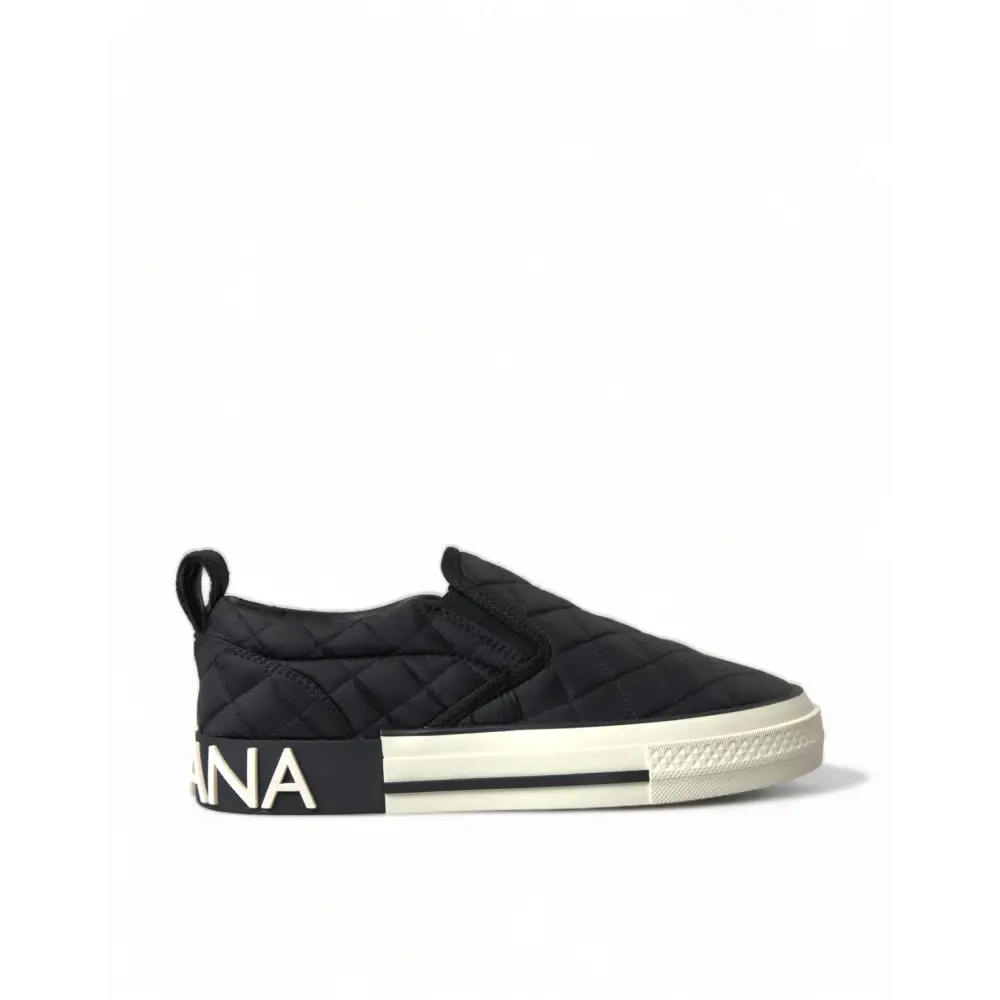 Dolce & Gabbana Schwarz gesteppt Slip On Low Top Sneakers Schuhe - EU35/US4.5