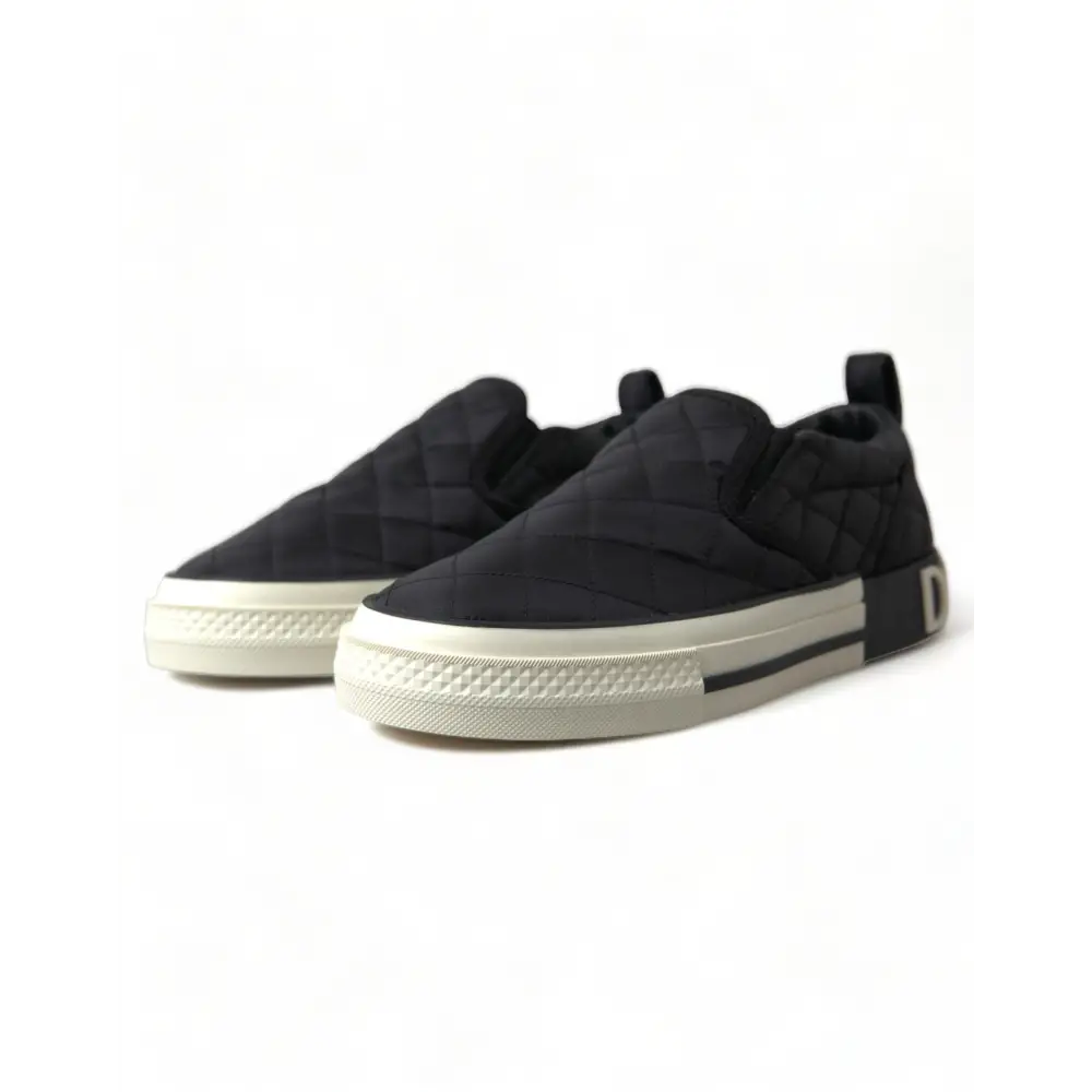 Dolce & Gabbana Schwarz gesteppt Slip On Low Top Sneakers Schuhe - EU35/US4.5