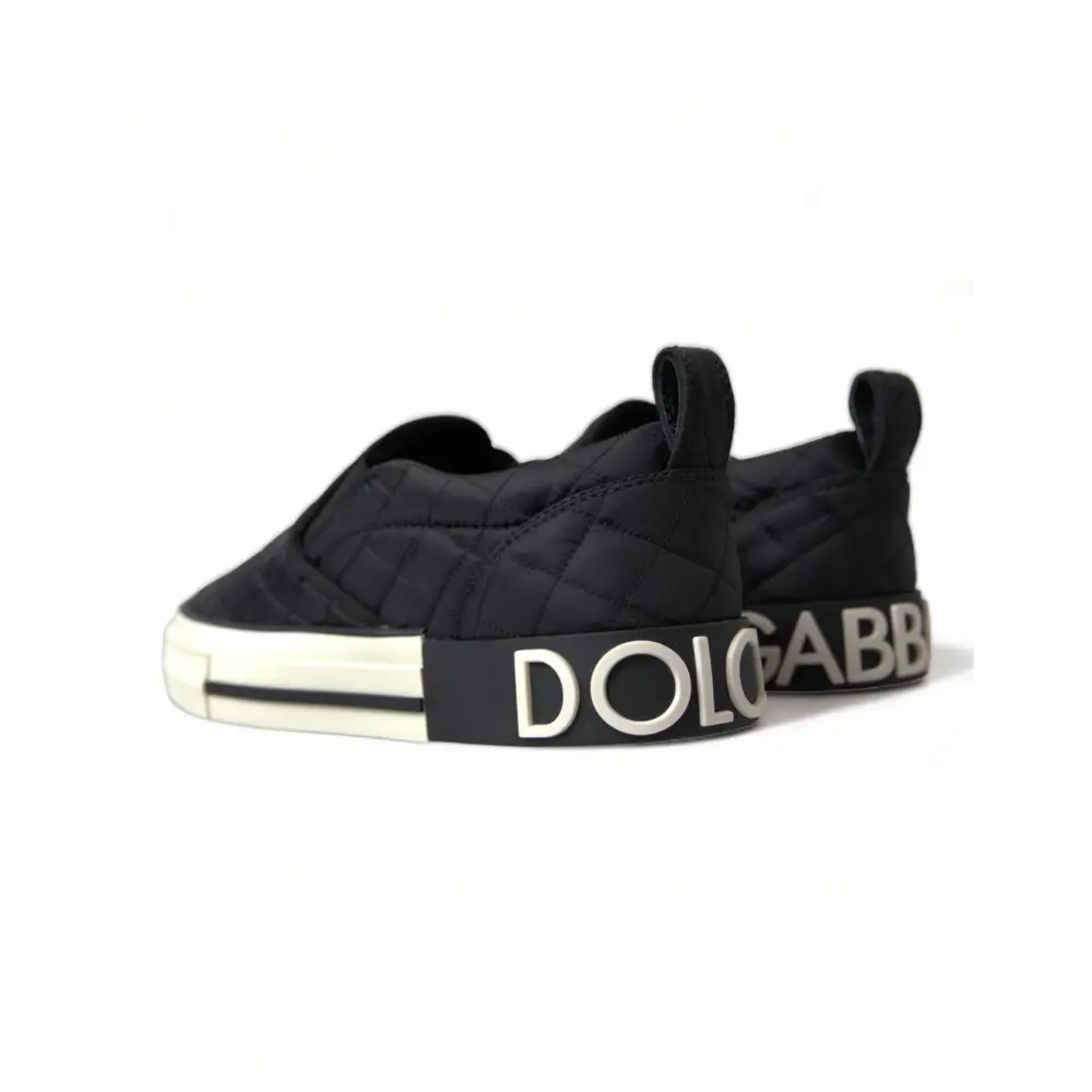Dolce & Gabbana Schwarz gesteppt Slip On Low Top Sneakers Schuhe - EU35/US4.5