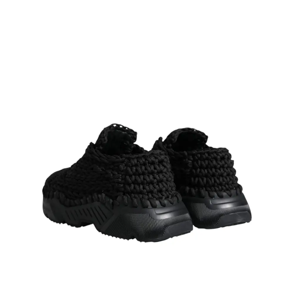 Dolce & Gabbana Schwarz gestrickte Daymaster Sneakers Schuhe - EU38/US7.5