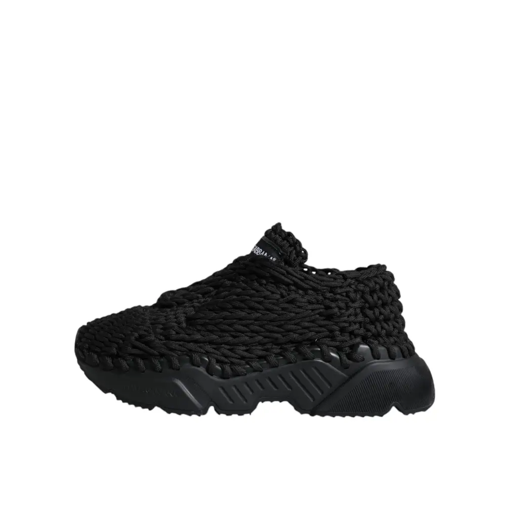 Dolce & Gabbana Schwarz gestrickte Daymaster Sneakers Schuhe - EU38/US7.5