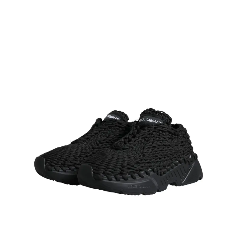 Dolce & Gabbana Schwarz gestrickte Daymaster Sneakers Schuhe - EU38/US7.5