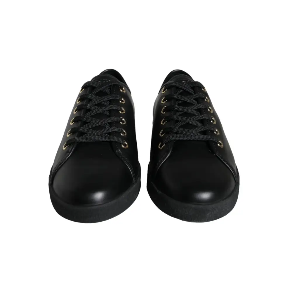 Dolce & Gabbana Schwarz Gold Leder Klassische Sneakers Schuhe - EU36.5/US6