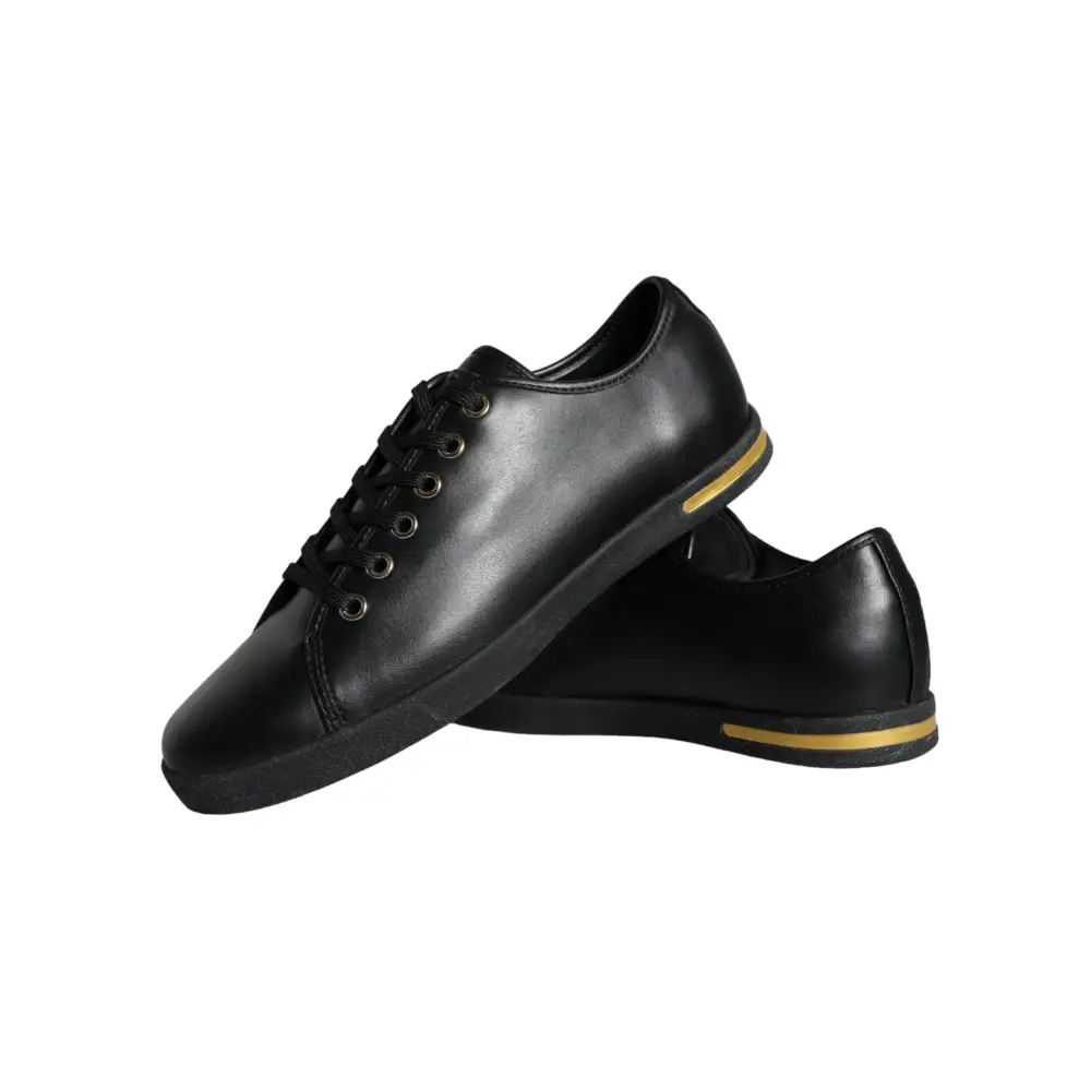 Dolce & Gabbana Schwarz Gold Leder Klassische Sneakers Schuhe - EU36.5/US6