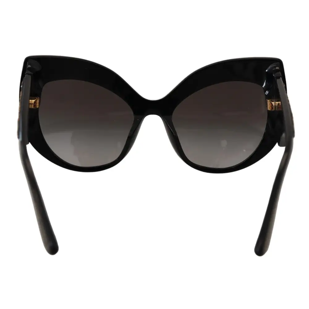 Dolce & Gabbana Schwarz Gold Pailletten Schmetterling Polarisierte Sonnenbrille DG4326