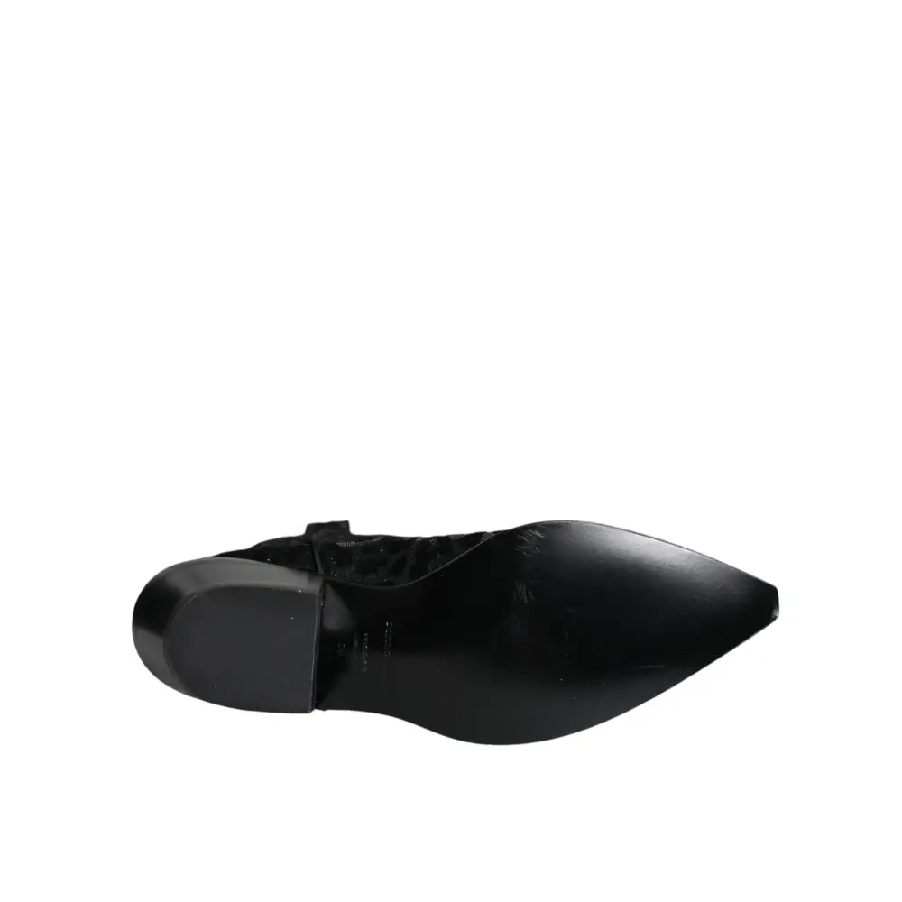 Dolce & Gabbana Schwarz Grau Leopard Cowboy Stiefel Schuhe