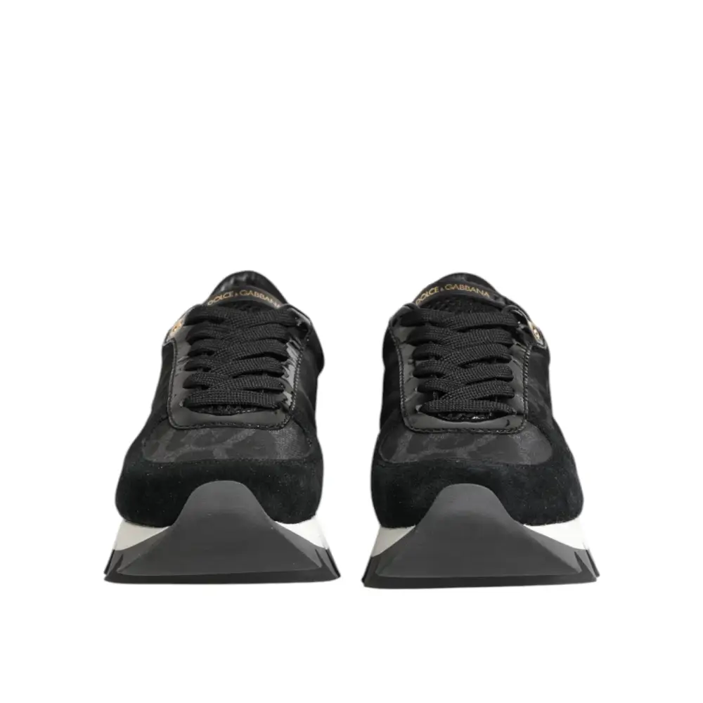 Dolce & Gabbana Schwarz Grau Leopard Low Top Turnschuhe Schuhe - EU36.5/US6