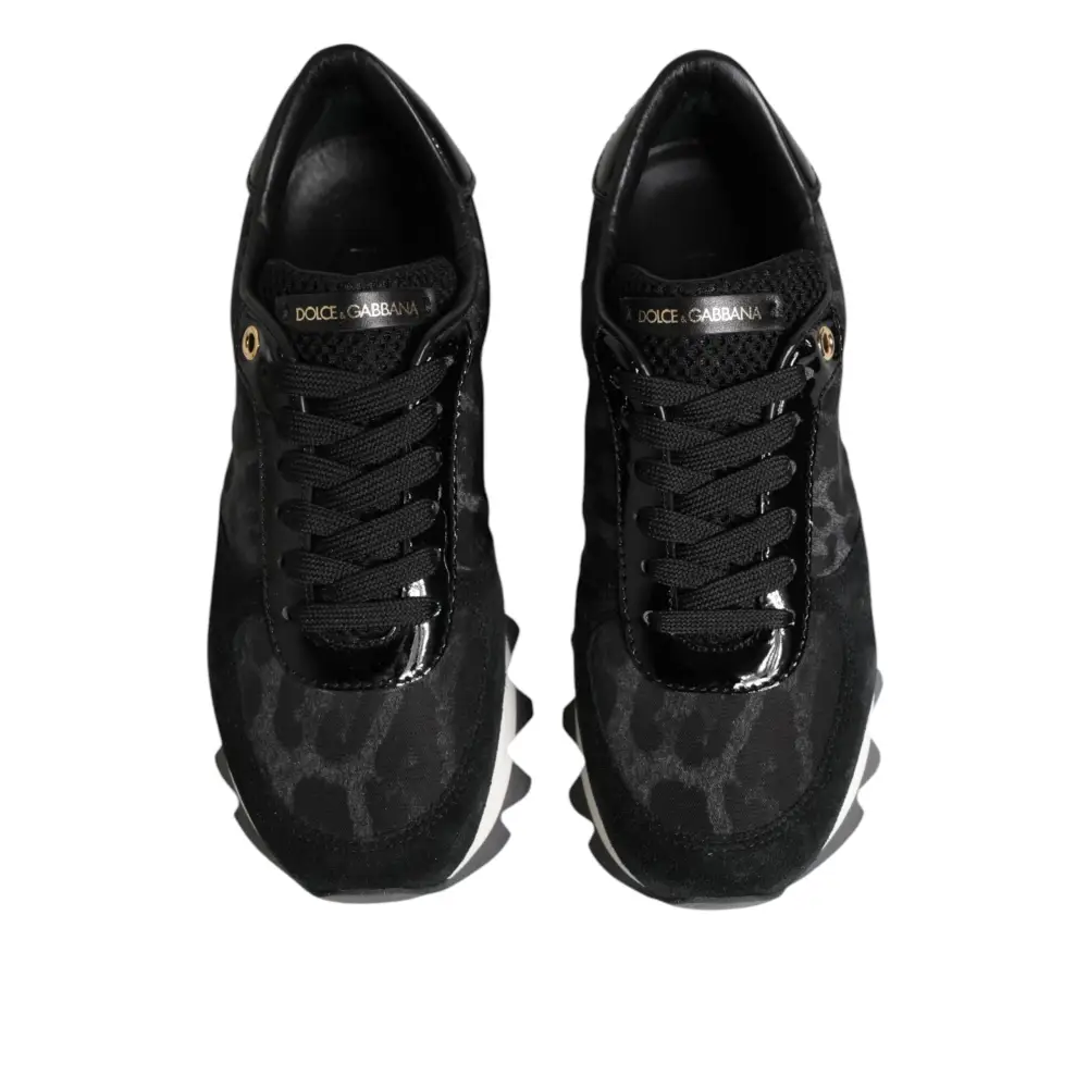 Dolce & Gabbana Schwarz Grau Leopard Low Top Turnschuhe Schuhe - EU36.5/US6