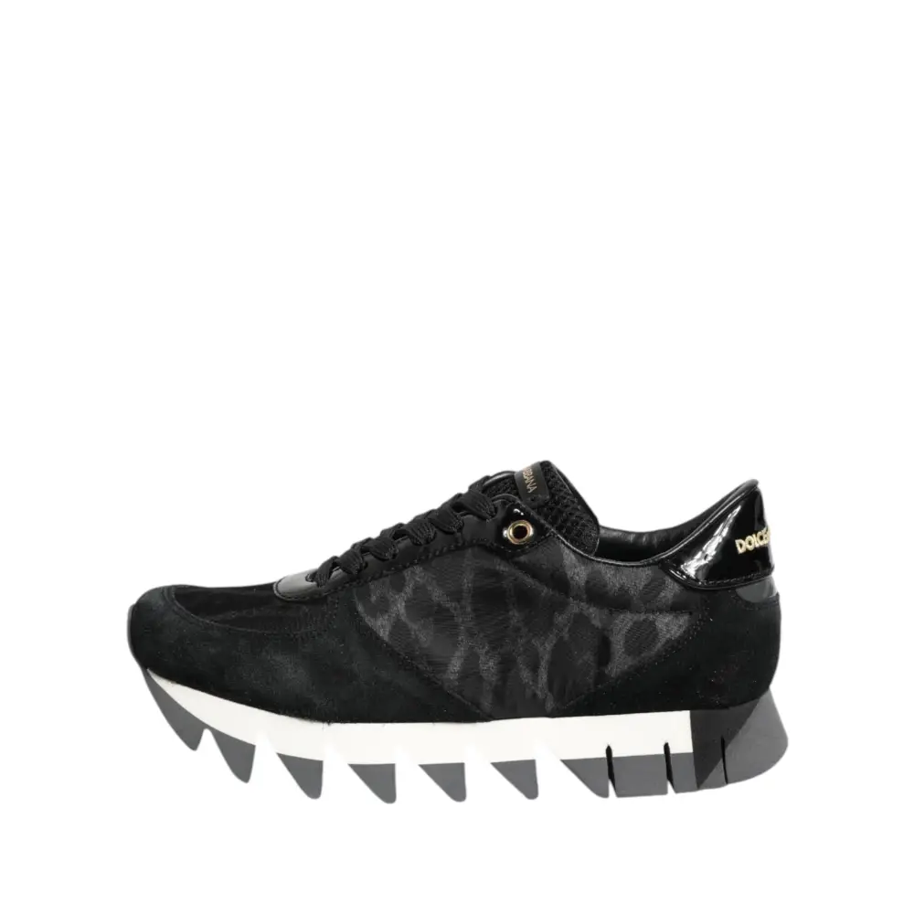 Dolce & Gabbana Schwarz Grau Leopard Low Top Turnschuhe Schuhe - EU36.5/US6