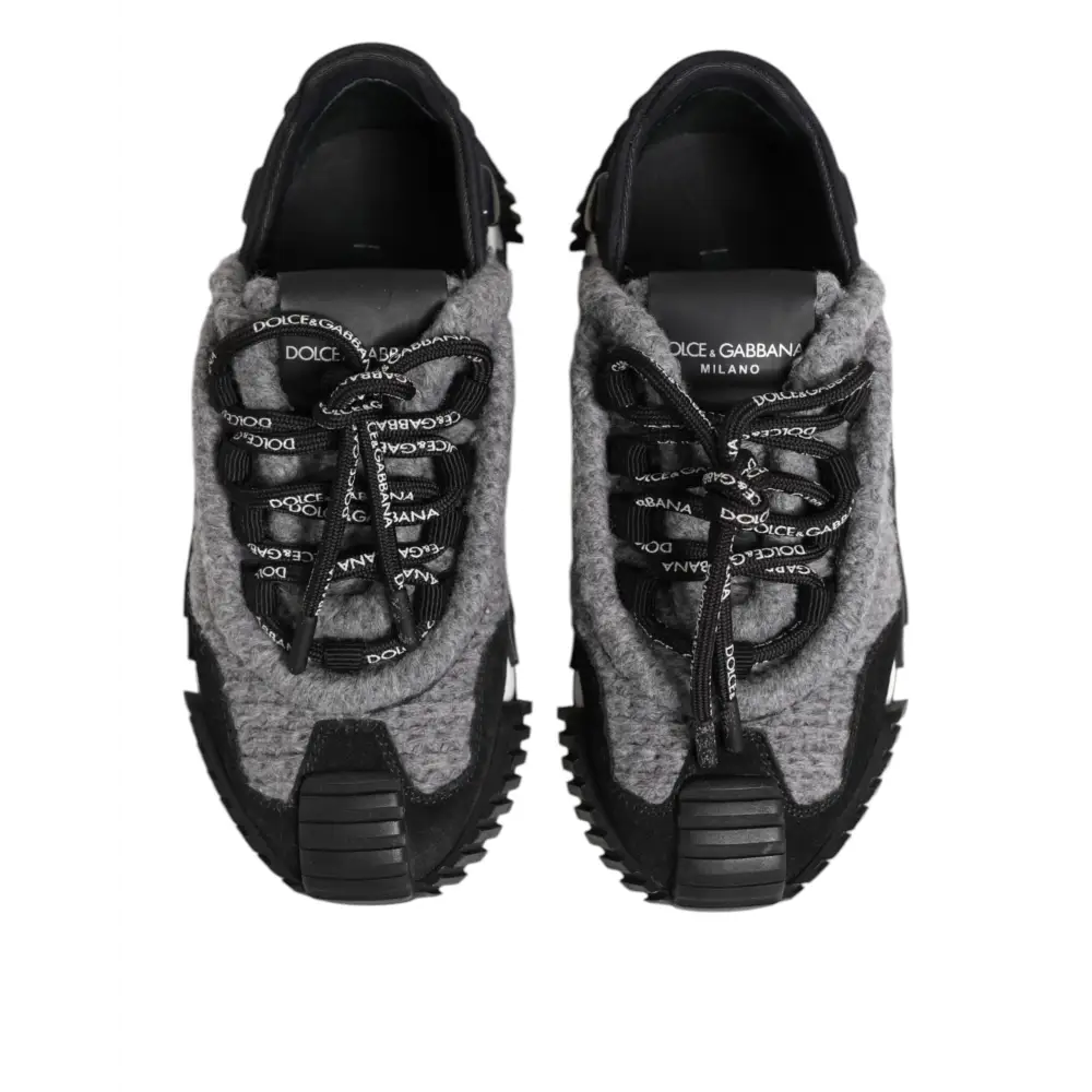 Dolce & Gabbana Schwarz Grau NS1 Low Top Turnschuhe Schuhe - EU35/US4.5