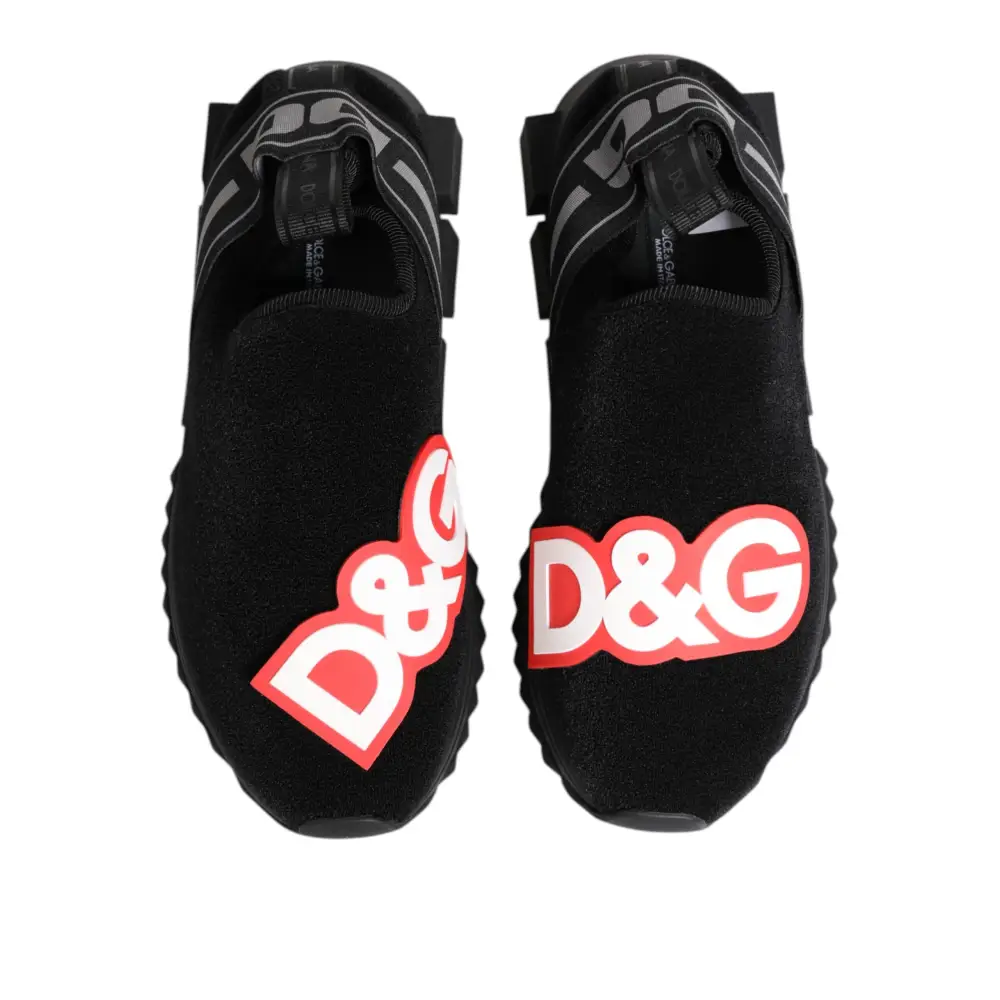 Dolce & Gabbana Schwarz Grau Slip On Sorrento Sneakers Schuhe - EU37/US6.5